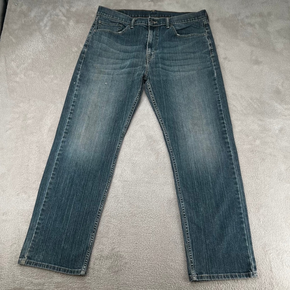 Levi's Mens 505 Regular Fit Jeans 36x30 Blue Preowned Distressed Stains
